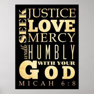 Christlicher Bibelvers - Micha 6,8 Poster