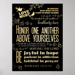 Christlicher Bibelvers - Römer 12:9-12 Poster
