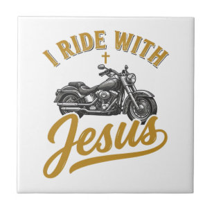 Christlicher Biker Ich Fahre Mit Jesus Vintage Mot Fliese