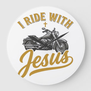 Christlicher Biker Ich Fahre Mit Jesus Vintage Mot Große Wanduhr