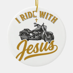 Christlicher Biker Ich Fahre Mit Jesus Vintage Mot Keramik Ornament