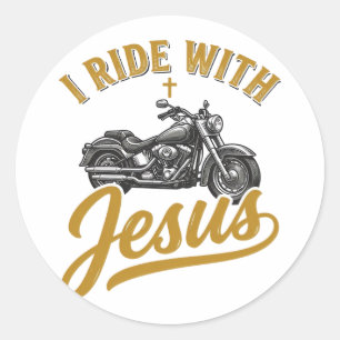 Christlicher Biker Ich Fahre Mit Jesus Vintage Mot Runder Aufkleber