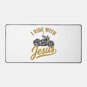 Christlicher Biker Ich Fahre Mit Jesus Vintage Mot Schreibtischunterlage