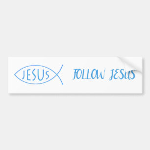 Christlicher Blauer Fisch   Jesus folgen Autoaufkleber