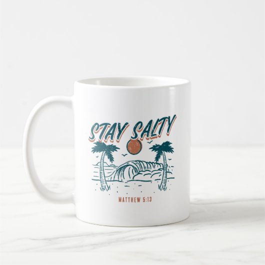 Christlicher Bleibe Salty Matthew 5:13 Retro Stran Kaffeetasse (Links)