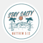Christlicher Bleibe Salty Matthew 5:13 Verse Retro Runder Aufkleber (Vorderseite)