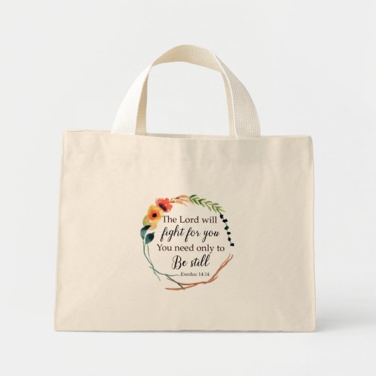 Christlicher Blumenausflug 14:14 Bibelverse Mini Stoffbeutel (Vorne)