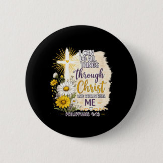 Christlicher Blumenvers kann Dinge Glaubensgeschen Button