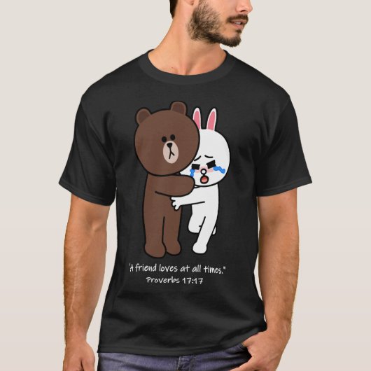 Christlicher brauner Bär Bunny Cony Rabbit A Frien T-Shirt (Vorderseite)