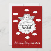 Christlicher Cloud Angel Happy 70. Geburtstag Rot Einladung (Vorderseite)