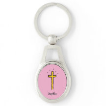 Christlicher Cross Pink Individuelle Name Schlüsse