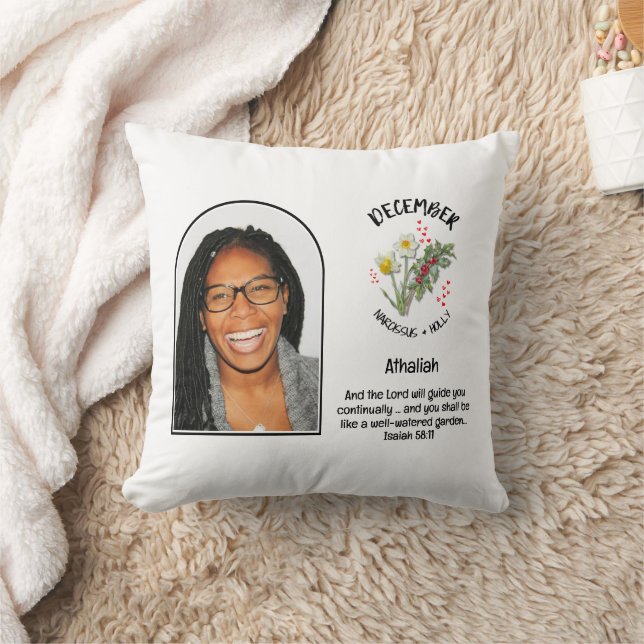 Christlicher DEZEMBER Geburtsmonat Blume FOTO Kissen (Decke)