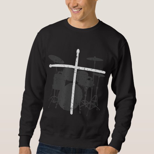 Christlicher Drummer Jesus Christus Trommelstöcke Sweatshirt (Vorderseite)