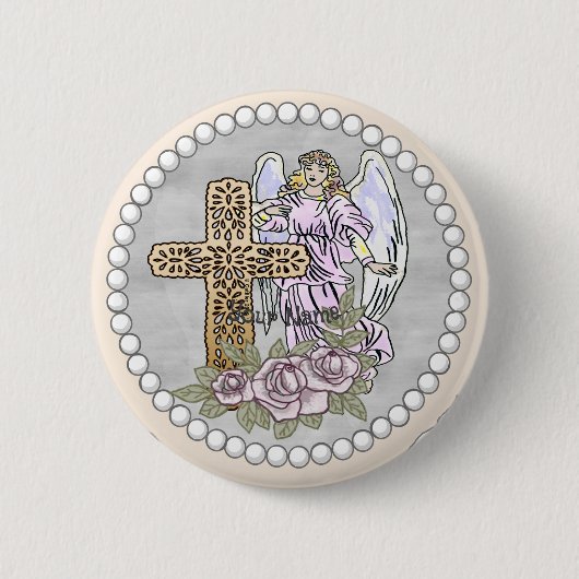 Christlicher Engel Meine Rose überspringen Button (Vorderseite)