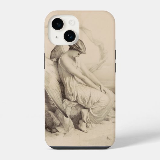 Christlicher Engel sitzt auf einem Stein iPhone Hülle (Rückseite)