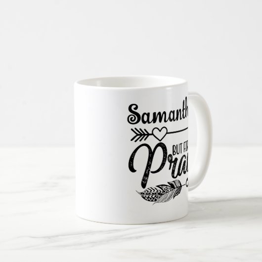 Christlicher Erster Bete Boho Arrow Feather Name Kaffeetasse (VorderseiteRechts)