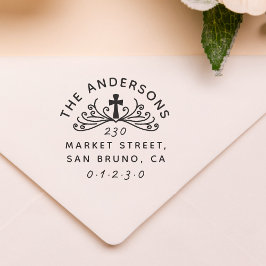 Christlicher Familienname und Rücksendeadresse Permastempel