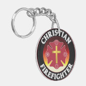 Christlicher Feuerwehrmann Red St Florian Cross IN Schlüsselanhänger (Vorderseite links)
