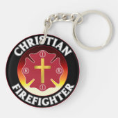 Christlicher Feuerwehrmann Red St Florian Cross IN Schlüsselanhänger (Rückseite)
