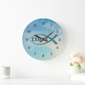 Christlicher Fisch - Jesus Fish Große Wanduhr (Zuhause)