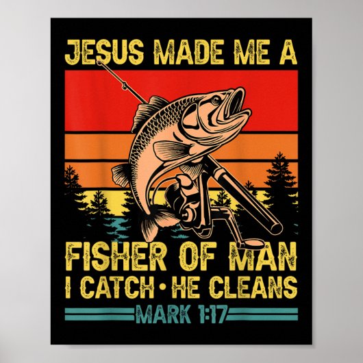 Christlicher Fischer Jesus hat mich zum Fischer ge Poster (Vorne)