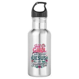 Christlicher Flamingo Mädchen Vintage Edelstahlflasche