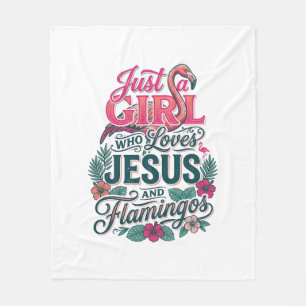 Christlicher Flamingo Mädchen Vintage Fleecedecke