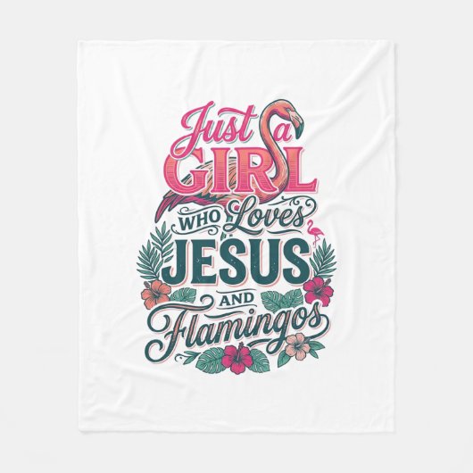 Christlicher Flamingo Mädchen Vintage Fleecedecke (Vorderseite)