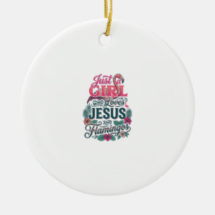 Christlicher Flamingo Mädchen Vintage Keramik Ornament