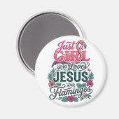 Christlicher Flamingo Mädchen Vintage Magnet (Vorderseite/Rückseite)