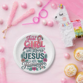Christlicher Flamingo Mädchen Vintage Pappteller (Party)