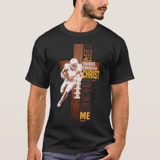 Christlicher Fußball Kreuz Athlet Glaube Schrift T-Shirt