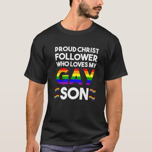 Christlicher Gay Pride Shirt stolz Vater eines Gay (Vorderseite)