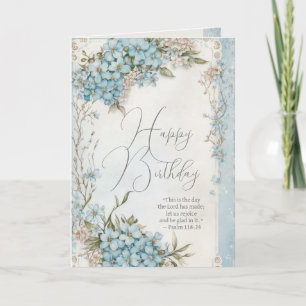 Christlicher Geburtstag Blau Blumen Bibelvers Karte