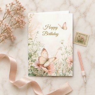 Christlicher Geburtstag Wildblumen Schmetterlinge Karte