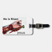 Christlicher Gepäckanhänger mit Ledergurt (Vorderseite horizontal)