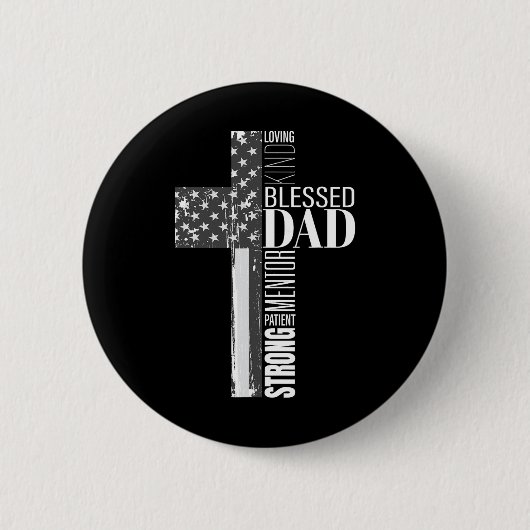 Christlicher gesegneter Vater - Amerikanische Flag Button (Vorderseite)