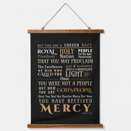 Christlicher Glaube 1 Peter 2:9-10 Sie sind ausgew Wandteppich Mit Holzrahmen (Vorderseite)