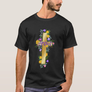Christlicher Glaube Entwurf schöne Frühlingskreuz T-Shirt