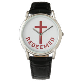 Christlicher Glaube Erlöstes Rotes Kreuz und Textd Armbanduhr