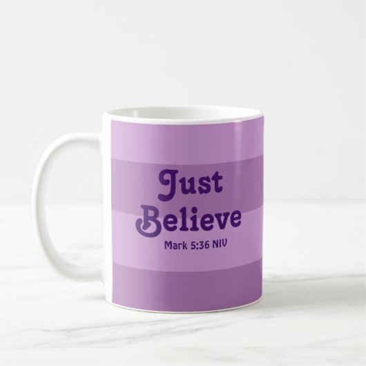 Christlicher Glaube glaubt Bibelverse Lila Kaffeetasse (Links)