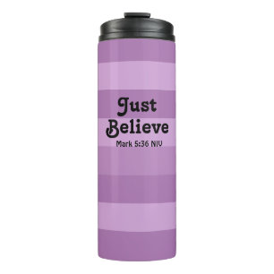 Christlicher Glaube glaubt Bibelverse Lila Thermosbecher