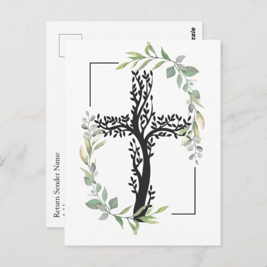 Christlicher Glaube | Überqueren mit Zweigen Postkarte (Vorne/Hinten)