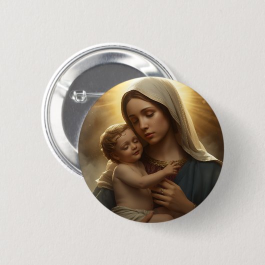 Christlicher Glaubens-Anstecker | Mutter Maria und Button (Vorne & Hinten)