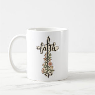 Christlicher Glaubensblumenkreuz-Typografie-Design Kaffeetasse