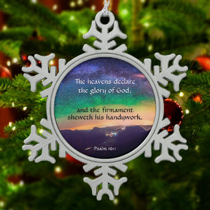 Christlicher Glaubensgalaxie Psalm Vers Weihnachte Schneeflocken Zinn-Ornament