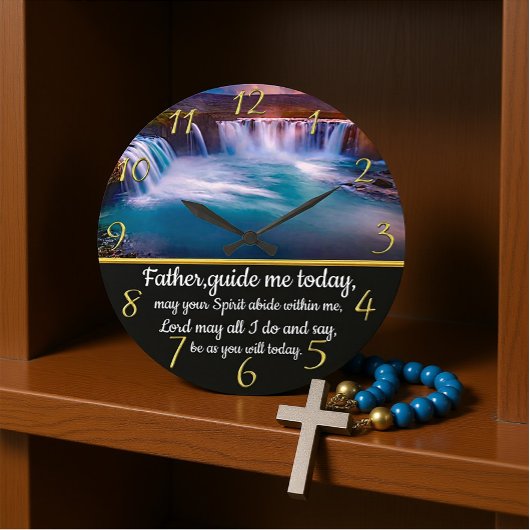 Christlicher Glaubenssatz mit Vater, führe mich Große Wanduhr