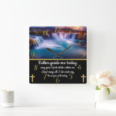 Christlicher Glaubenssatz mit Vater, führe mich Quadratische Wanduhr (Zuhause)