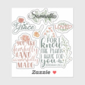 Christlicher Glaubensskriptur Blumengrün Aufkleber (Blatt)