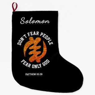 Christlicher Glitzer GYE NYAME Adinkra African Großer Weihnachtsstrumpf
